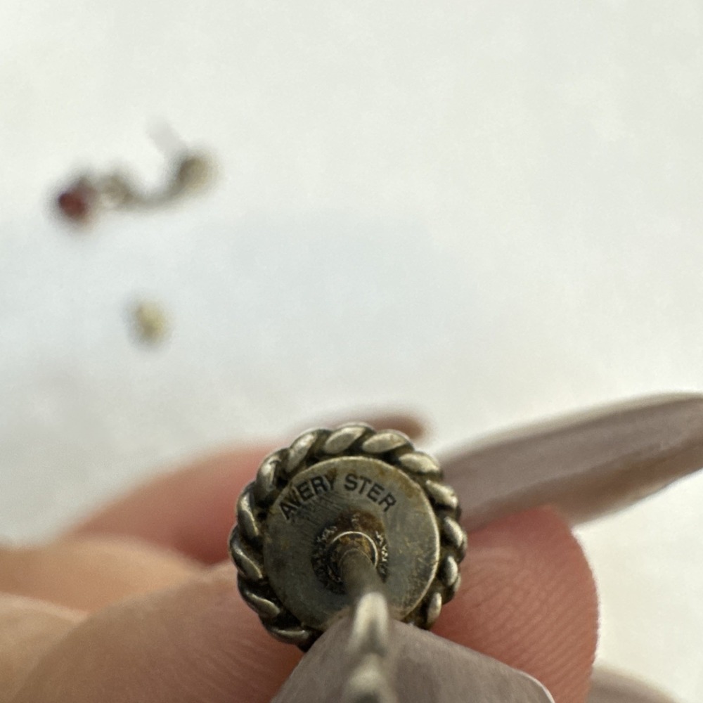 JAMES AVERY STERLING TWISTED WIRE GARNET BEAD EARRINGS Retired Rare! - Picture 9 of 9